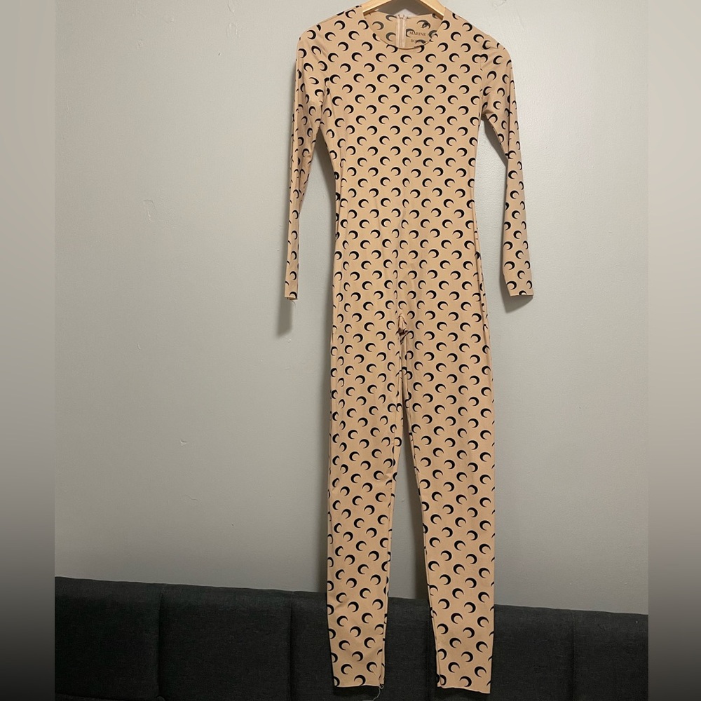 Marine Serre Black Moon Crescent Nude Jumpsuit
